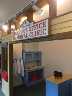 the doctor's office and animal clinic is located in an empty room with no people