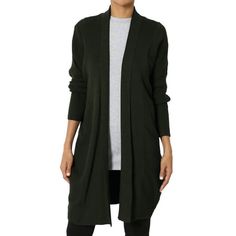 TheMogan Women's Ribbed Knit Dolman Long Sleeve Draped Open Front Sweater Long Cardigan Timeless wrap is finely blended into a slouchy dolman wrap that proves you never have to compromise style for comfort. And Mid-weight cardigan adds effortless intrigue to any look. Wear it with printed pant and solid top. Color: Green.  Gender: female.  Age Group: adult. Olive Clothing, Ladies Turtleneck Sweaters, Front Sweater, Open Front Sweater, Womens Turtleneck, Work Wear Women, Textured Knit, Solid Tops, Long Sleeve Cardigan