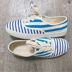 Anthropologie Soludos Marin Stripe Sneakers Size Us 7.5 Nib New Lace Up Organic Upper Cotton Recycled Rubber Outsole Round Toe White Sole Molded Ortholite Insole Brand New In Box And With Tags, Never Been Worn Or Tried On Tags: Comfy, Classic, Tennis Shoes, Fashion Sneakers, Nautical, Marine, Coastal, Cali, Boho, Designer, Sustainable, Earth Friendly, Feel Good, Comfortable, Fall, Spring, Summer, Winter, Cool, Blue, Stripes, Shoes, Stylish, Casual, Summer, Fall, Autumn, Spring, Unique, Anthro, B Blue Lace-up Canvas Shoes For Summer, Blue Lace-up Canvas Shoes For Spring, Blue Sporty Canvas Shoes For Spring, Spring Blue Low-top Canvas Shoes, Sporty Blue Canvas Shoes For Spring, Velvet Sneakers, Striped Sneakers, Metallic Sneakers, Knit Sneakers