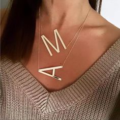 New! This Trendy Big Letter Necklace Makes The Perfect Gift. Material: Alloy Sideways Initial Necklace, Letter Jewelry, Gold Letter Necklace, Gold Chain With Pendant, Letter Pendant Necklace, Initial Necklace Gold, Monogram Jewelry, Initial Pendant Necklace, Monogram Necklace