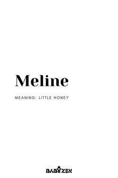 a babyzen logo with the words meline meaning little honey in black on a white background