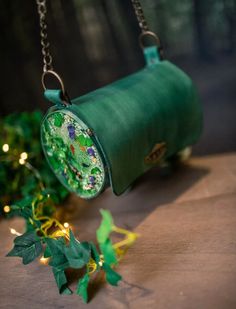 Koi Fish Pond Bag Witch Inspired Forest Handbag Shoulder Bag Magic Leather and Resin - Etsy Green Bucket Shoulder Bag Gift, Green Bucket Shoulder Bag For Gift, Unique Green Bag As A Gift, Unique Green Bag For Gift, Green Hand-painted Bag As Gift, Hand Painted Green Rectangular Shoulder Bag, Green Hand Painted Rectangular Shoulder Bag, Green Hand Painted Bags For Gift, Handmade Unique Green Bags