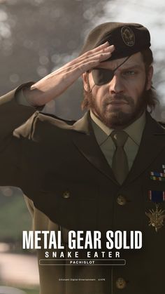 a man in uniform saluting with his hands on his head and the words metal gear solid