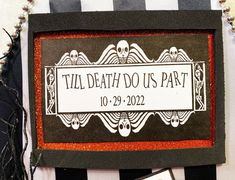 Beetlejuice,Halloween Wedding,card box,coffin,black,orange,til death do us part,  | eBay Beetlejuice Wedding Theme, Coffin Card, Beetlejuice Wedding, Spooky Wedding, Beetlejuice Halloween, Striped Wedding, Wedding Card Box, Card Box Wedding