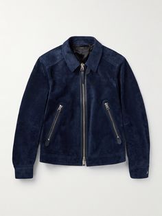 TOM FORD's jacket is the sort of item you'll wear for decades and pass on to the next generation. Based on classic Western styles, it's made from rich royal-blue suede and edged with leather along the pockets and placket. The hide will get even more handsome and unique the more you wear it. Tom Ford Suede Jacket Men, Tom Ford Leather Jacket, Blood Outfit, Tom Ford Jacket, Blue Suede Jacket, Tom Ford Leather, Tom Ford Clothing, Gallery Dept, On To The Next