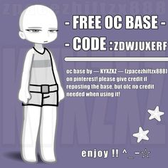 an image of a cartoon character with the text free oc base - code dwukerf