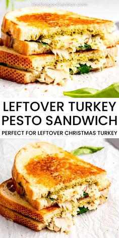 the leftover turkey pesto sandwich is perfect for leftover christmas turkey