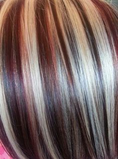 red hair with blonde highlights - Google Search Red Hair With Blonde Highlights, Red Blonde Hair, Hair Blond, Brown Hair With Blonde Highlights, Colored Hair