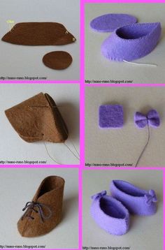 instructions to make felt slippers for dolls