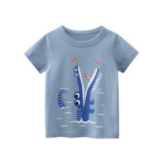 Grow Boy Octopus Pattern T-shirt - PrettyKid Octopus Pattern, Animal Print T Shirts, Boy And Girl Cartoon, Toddler Tops, Wholesale Shirts, Top Baby Products, Short Sleeve Pattern, Toddler Boy Outfits, Summer Boy