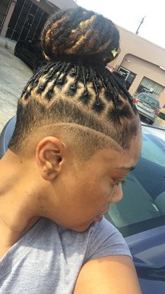 Locs With Undercut Women, Locs With Shaved Sides, Loc Goals, Tapered Sides, Shaved Hair Designs