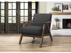 Damala Dark Gray Accent Chair from Homelegance - Luna Furniture Scandinavian Accent Chair, Wood Accent Chair, Furnitur Ruang Keluarga, Accent Seating, Grey Sectional, Fabric Accent Chair, Upholstered Accent Chairs, Modern Home Furniture, Modern Accent Chair