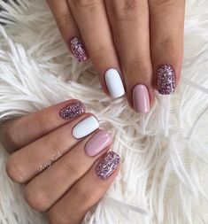 Glitter Gel Nails, Her Nails, Dipped Nails, Pretty Acrylic Nails, Fancy Nails