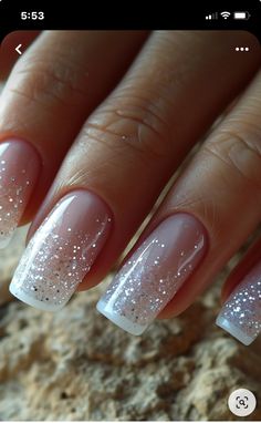 Nye Sparkle Nails, Nail Ideas For Mother Of The Groom, Wedding Sns Nails, Nails For Mother Of The Groom, Glitter Manicure Ideas, Wedding Fingernails, Silver Glitter Nail Designs, Wedding Nail Designs For Bride, Mother Of Bride Nails