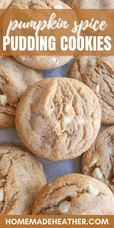 pumpkin spice pudding cookies with text overlay