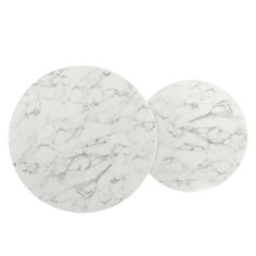 two white marble coasters sitting on top of each other