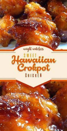 sweet hawaiian crockpot chicken is shown on a plate