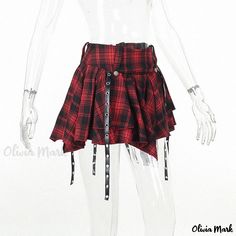 Olivia Mark - Red Plaid Bodycon Mini Skirt with Dark and Sexy Appeal Red Plaid Skirt, Dark Style, Hip Skirt, Half Skirt, Dark Fashion, Plaid Skirts, Types Of Skirts, Red Plaid