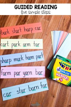 several different types of writing paper with the words guided reading on them and some other items