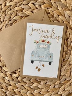 a greeting card with the words, wedding and marriage written on it