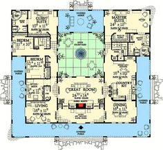 a floor plan for a house with an indoor pool