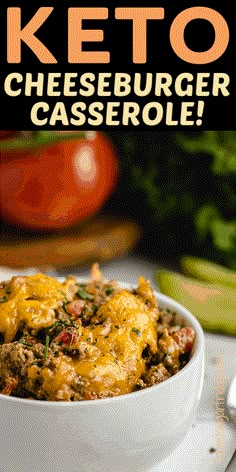 keto cheeseburger casserole in a white bowl