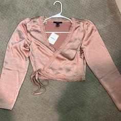 Brand New, Blush Color, Ties At Waist Pink Crop Top For Night Out In Fall, Forever 21 Long Sleeve Crop Top For Spring, Forever 21 Crop Top For Night Out In Spring, Forever 21 Tops For Spring Night Out, Forever 21 Tops For Night Out In Spring, Spring Crop Top For Date Night, Forever 21 Party Tops For Spring, Elegant Forever 21 Crop Top For Spring, Forever 21 Shirts