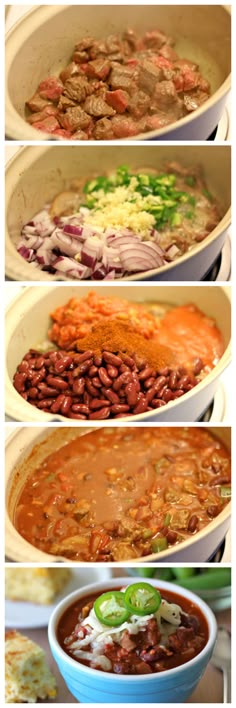 the steps to make an enchilada dish with beans and meat in it