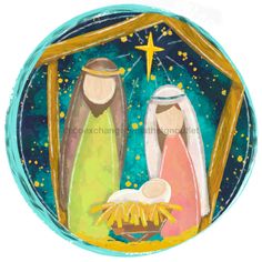 Wreath Sign, Nativity Scene, Religious Sign, 18 Wood Round,  Sign, DECOE-225, DecoExchange, Sign For Wreath Nativity Painting, Christmas Rock, Nativity Ornaments, Painted Christmas Ornaments, Christmas Jesus, Wood Christmas Ornaments, Painted Ornaments, Wise Men, Christmas Ornament Crafts