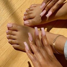 Pink Color Acrylic Nails, Nails That Match Everything, Matching Nail And Toe Sets, Matching Nails And Toes, Acrylic Toe Nails, Exotic Nails