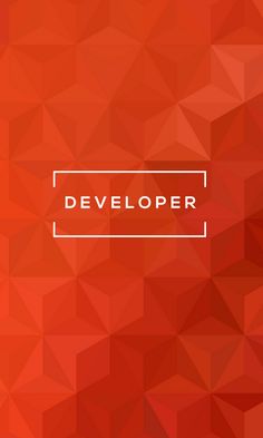 an orange and red geometric background with the word developer in white on it