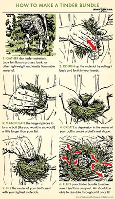 Igniting a fire requires more than a spark. Sweating through a bow drill session to create an ember or grinding away at a piece of flint to make a shower of sparks is wasted if you don’t have a good home for the flicker of fire that’s produced — a place that will help turn … Comfortable Camping, Art Of Manliness, Apocalypse Survival, Bushcraft Camping, Survival Shelter, Urban Survival, Survival Techniques, Survival Life