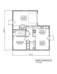 the main floor plan for a home with two bedroom and an attached living room area