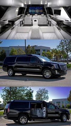 the inside and outside view of a limo