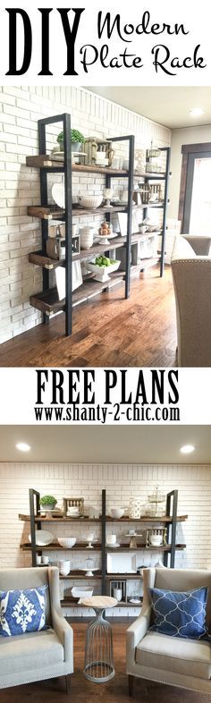 two pictures with the words diy modern coffee table and free plans