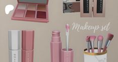 the makeup set is pink and white