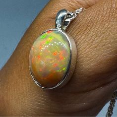 Giant Mesmerizing Natural Genuine Ethiopian Welo Opal Solid 925 Sterling Silver 18 Inch Chain New Artisan/Silversmithed In California Welo Opal, Opal Necklace, Solid 925 Sterling Silver, Opal, 925 Sterling Silver, Womens Sizes, Women Jewelry, California, Sterling Silver