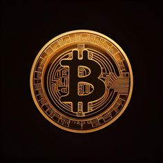 a golden bitcoin on a black background