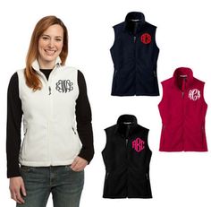 Our monogram fleece vest is ready for layering. Stay warm and look stylish in this super soft mid weight fleece vest. Not only does our monogrammed vest offers great warmth, it's a great price and the perfect winter accessory! ---------- ADDITIONAL INFORMATION ---------- Here's more information on our monogrammed fleece vest: * 13.8-ounce, 100% polyester * Gently contoured silhouette * Twill-taped neck * Reverse coil zipper * Chin guard * Bungee cord zipper pulls * Tricot-lined armholes * Front Monogrammed Vest, Monogram Vest, Preppy Monogram, Mens Monogram, Couples Monogram, Pocket Vest, Monogrammed Gifts, Bungee Cord, Monogram Styles