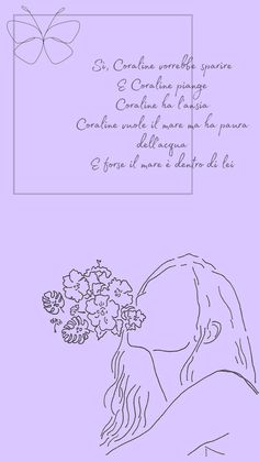 a drawing of a woman with flowers in her hand and the words, i love you