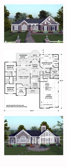 two story house plans with an open floor plan and large front yard area, in the middle