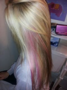 Pink Hair Streaks, Pink Blonde, Pink Streaks, Blonde With Pink