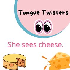 the words tongue twisters are written in english and spanish with pictures of cheeses