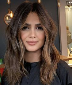 Mid Length Hairstyles Brunette, Balayage Olive Skin Tone, Shade Hair, Hair Inspired, Olive Skin Tone, Olive Skin, Hair Balayage, Permed Hairstyles