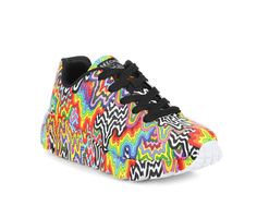 Step into a world of vibrant creativity with the Street Uno Lite Jen Stark Print sneakers! These eye-catching kicks, available in sizes 13-7, feature bold, artistic designs that make every step a masterpiece. Perfect for young trendsetters, they combine comfort with a splash of fun, ensuring each adventure is as stylish as it is comfortable. Features vibrant, psychedelic artwork created by the artist Jen Stark, Lightweight and durable construction suitable for active wear,1 1/4-inch heel height, Colorful Playful Sneakers For Streetwear, Playful Multicolor Sneakers For Sports, Trendy Multicolor Graphic Print Sneakers, Colorful Fun Sneakers For Streetwear, Fun Colorful Sneakers For Streetwear, Playful Low-top Rainbow Sneakers, Playful Rainbow Low-top Sneakers, Funky Multicolor Round Toe Sneakers, Jen Stark