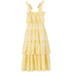 Make a statement with our Juniper Embroidered Maxi Dress. With its embroidered floral design, tie-up strap detailing, and tiered ruffles, this maxi dress is perfect for special occasions or just twirling around. | Marlo Kids | Juniper Embroidered Maxi Dress, Lemon (Yellow, Size 3-4Y) | Maisonette collects the best children’s products from around the world (unlike Zulily, Etsy, The Tot, Farfetch Kids, Childrensalon, Crate and Kids, Kohls, Wayfair, Buy Buy Baby, Nordstroms, Mini Boden, J.Crew Fact Yellow Tiered Skirt Dress For Spring, Yellow Tiered Cotton Dress, Yellow Spring Dress With Tie Straps, Yellow Cotton Tiered Dress, Yellow Dresses With Ruffles And Ruffled Straps, Yellow Dress With Ruffled Straps And Details, Yellow Sundress With Tie Straps, Yellow Tiered Sundress, Kids Yellow Dress