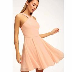 New With Tags Lulus Sz Large Forevermore Peach Skater Dress Bust Is 36 Inches Length Is 37 Inches Peach Skater Dress, Hoco Dress, Black Ruffle Dress, End Of Time, Blue Shift Dress, Peach Dress, Grad Dresses, Short Dresses Casual, Short Sleeve Mini Dress