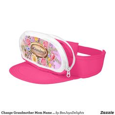 Change Grandmother Mom Name Pink Floral Cap-Sack Visor Grandmother Gifts