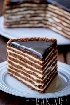 a slice of chocolate cake on a plate