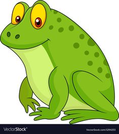 cartoon green frog sitting on the ground